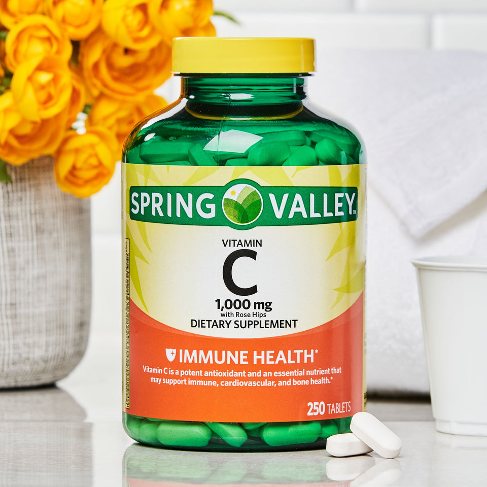 Spring Valley Vitamin C with Rose Hips Dietary Supplement Twin Pack, 1,000mg, 250 count, 2 pack NA 23 oz - Premium Immunity Support Supplements from Spring Valley - Just $14.99! Shop now at Kis'like