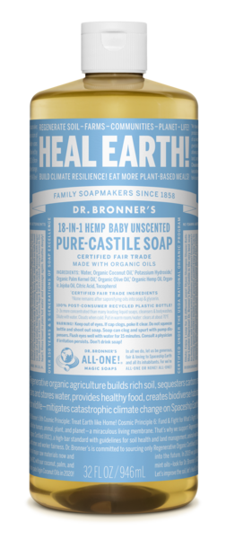 Dr. Bronner's Pure Castile Liquid Soap Unscented 32oz Blue 32 oz - Premium Bar Soap from Dr. Bronner's - Just $26.23! Shop now at Kis'like