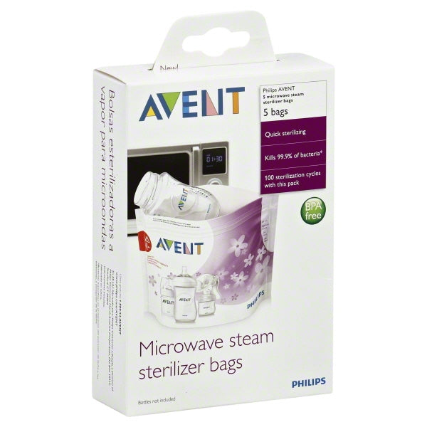 Philips AVENT Microwave Steam Sterilizer Bags, BPA-Free White 5 bags - Premium Breast Pump Accessories from Philips AVENT - Just $17.67! Shop now at Kis'like