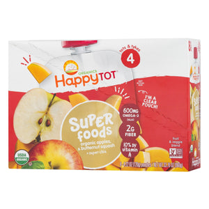 (8 Pouches) Happy Tot Super Foods Pouches Organic Apples & Butternut Squash + Super Chia, 4.22 OZ @generated - Premium Toddler Foods from Happy Tot - Just $14.99! Shop now at Kis'like