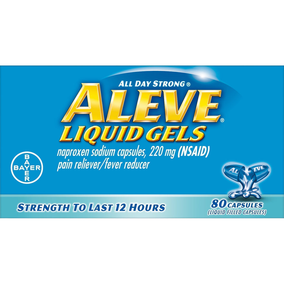 Aleve Liquid Gels with Naproxen Sodium, Pain Reliever/Fever Reducer, 220 mg, 80 Ct Red - Premium Headaches & Fever from Aleve - Just $19.99! Shop now at Kis'like