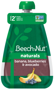 (12 Pack)  Naturals Stage 2, Banana Blueberries & Avocado Baby Food, 3.5 oz Pouch - Premium Baby Food Stage 2 from Beech-Nut - Just $23.67! Shop now at Kis'like