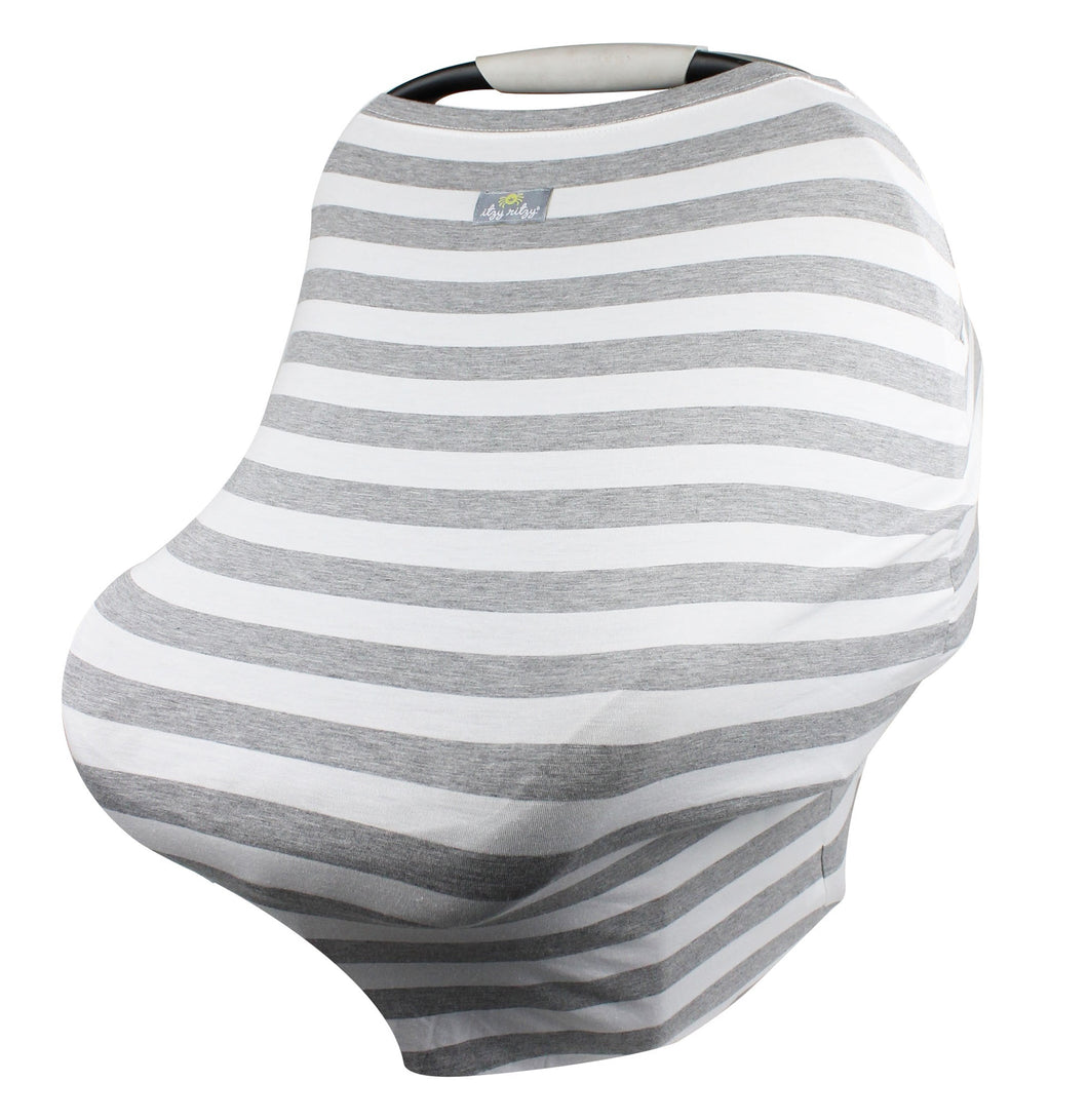 Itzy Ritzy Mom Boss Multi-Use Cover - Gray and White Stripe - Premium Nursing Covers from Itzy Ritzy - Just $24.99! Shop now at KisLike