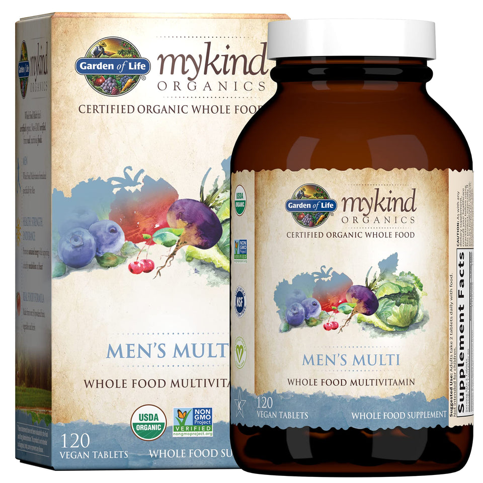 Garden of Life mykind Organics Whole Food Multivitamin for Men, 120 Tablets, Vegan Mens Vitamins and Minerals for Mens Health and Well-Being, Certified Organic Vegan Mens Multi 120 Count (Pack of 1) - Premium Blended Vitamin & Mineral Supplements from Garden of Life - Just $69.89! Shop now at Kis'like