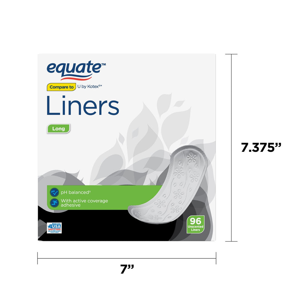 Equate Liners, Unscented, Long, 96 Count - Premium Equate Personal Health and Hygiene from Equate - Just $6.99! Shop now at Kis'like