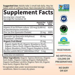 Garden of Life Quercetin Zinc Once Daily Immune Support Supplement with Vitamin D3 for Bone Health, Breast Health & Skin Health, Dr Formulated - Gluten Free, Non GMO, Carbon Neutral – 30 Mini Tabs - Premium Zinc from Garden of Life - Just $16.89! Shop now at Kis'like
