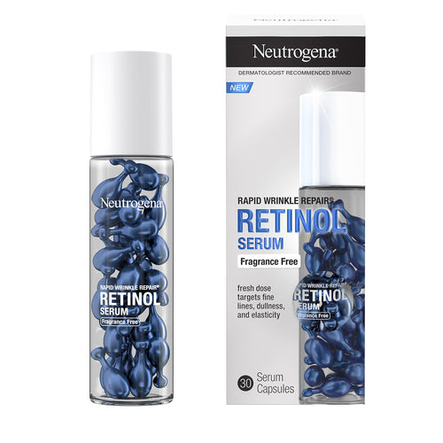 Neutrogena Rapid Wrinkle Repair Retinol Face Serum Capsules, Fragrance-Free Daily Facial Serum with Retinol that fights Fine Lines, Wrinkles, Dullness, Alcohol-Free & Non-Greasy, 30 ct 30 Count (Pack of 1) - Premium Face Oil from Neutrogena - Just $20.89! Shop now at KisLike