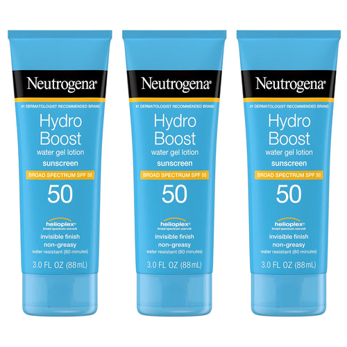 Neutrogena Hydro Boost Water Gel Sunscreen Lotion with Broad Spectrum SPF 50, Water-Resistant Hydrating Body Sunscreen, Non-Greasy, Hyaluronic Acid, Travel Size, 3 fl. Oz, Pack of 3 - Premium Body Sunscreens from Neutrogena - Just $44.89! Shop now at KisLike