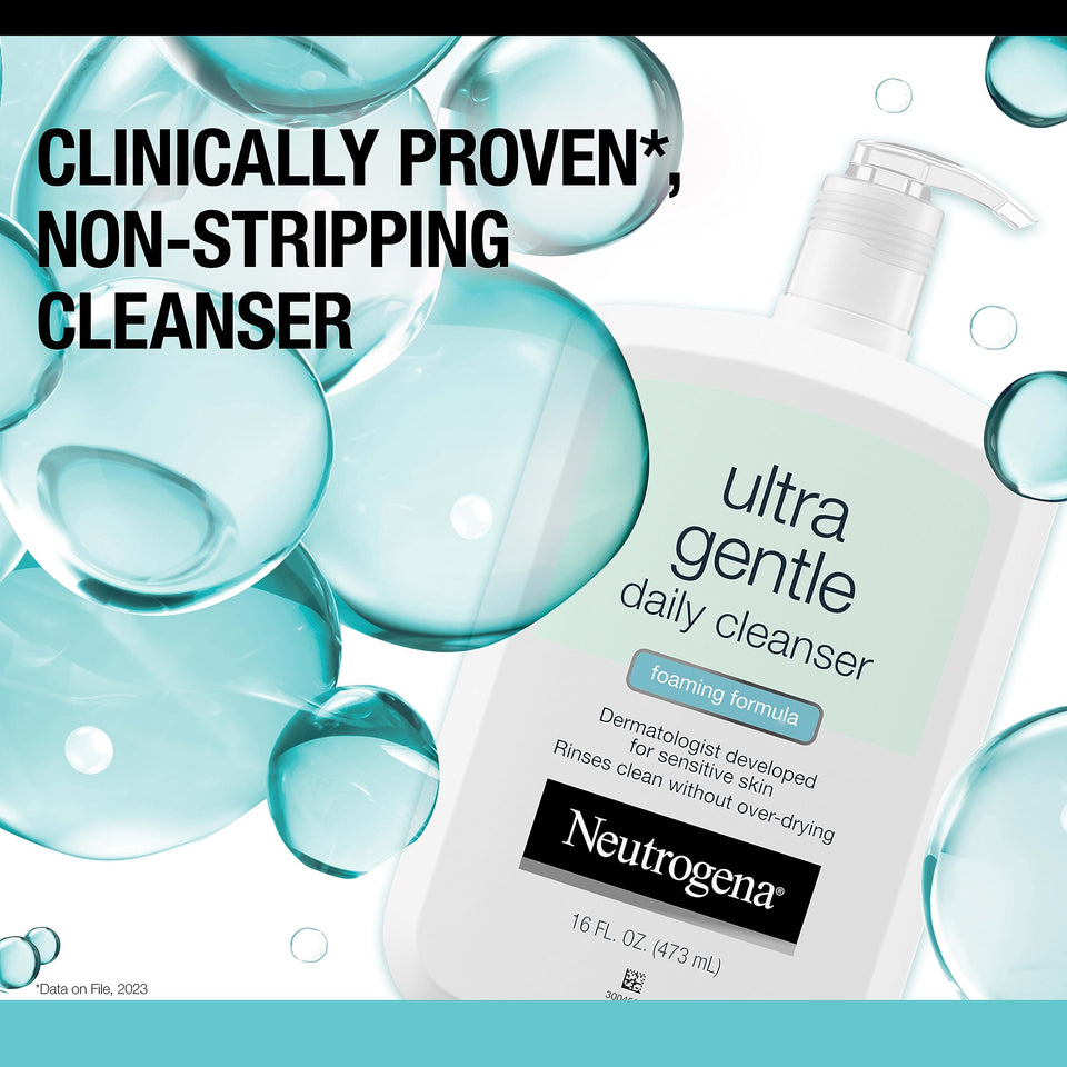 Neutrogena Ultra Gentle Foaming and Hydrating Face Wash for Sensitive Skin, Gently Cleanses Without Over Drying, Oil-Free, Soap-Free, 16 fl. oz SPF 45 - Premium Washes from Neutrogena - Just $12.89! Shop now at KisLike