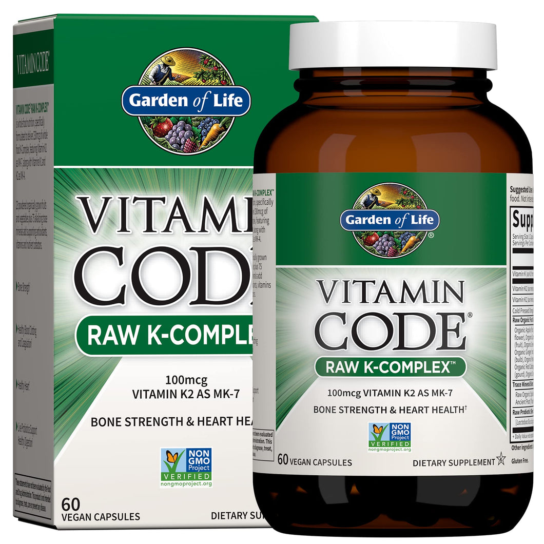 Garden of Life Vitamin K2 and K1, Vitamin Code Vegan K Complex Vitamin for Bone Strength and Heart Health, Vitamin K1 and K2, Omega Rich Flax Seed Oil, Trace Minerals, Probiotics, 60 Day Supply - Premium Blended Vitamin & Mineral Supplements from Garden of Life - Just $28.89! Shop now at Kis'like