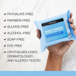 Neutrogena Makeup Remover Facial Cleansing Towelettes, Daily Face Wipes Remove Dirt, Oil, Sweat, Makeup & Waterproof Mascara, Gentle, Soap- & Alcohol-Free, 100% Plant-Based Cloth, 25 ct - Premium Cloths & Towelettes from Neutrogena - Just $8.89! Shop now at KisLike