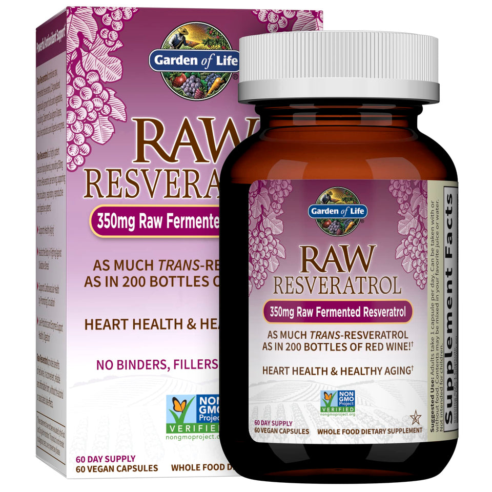 Garden of Life Heart Resveratrol Supplement - Powerful Antioxidant Support with 350mg Raw Fermented Trans-Resveratrol Plus Probiotics and Enzymes for Heart Health and Healthy Aging, 60 Vegan Capsules - Premium Resveratrol from Garden of Life - Just $43.89! Shop now at Kis'like