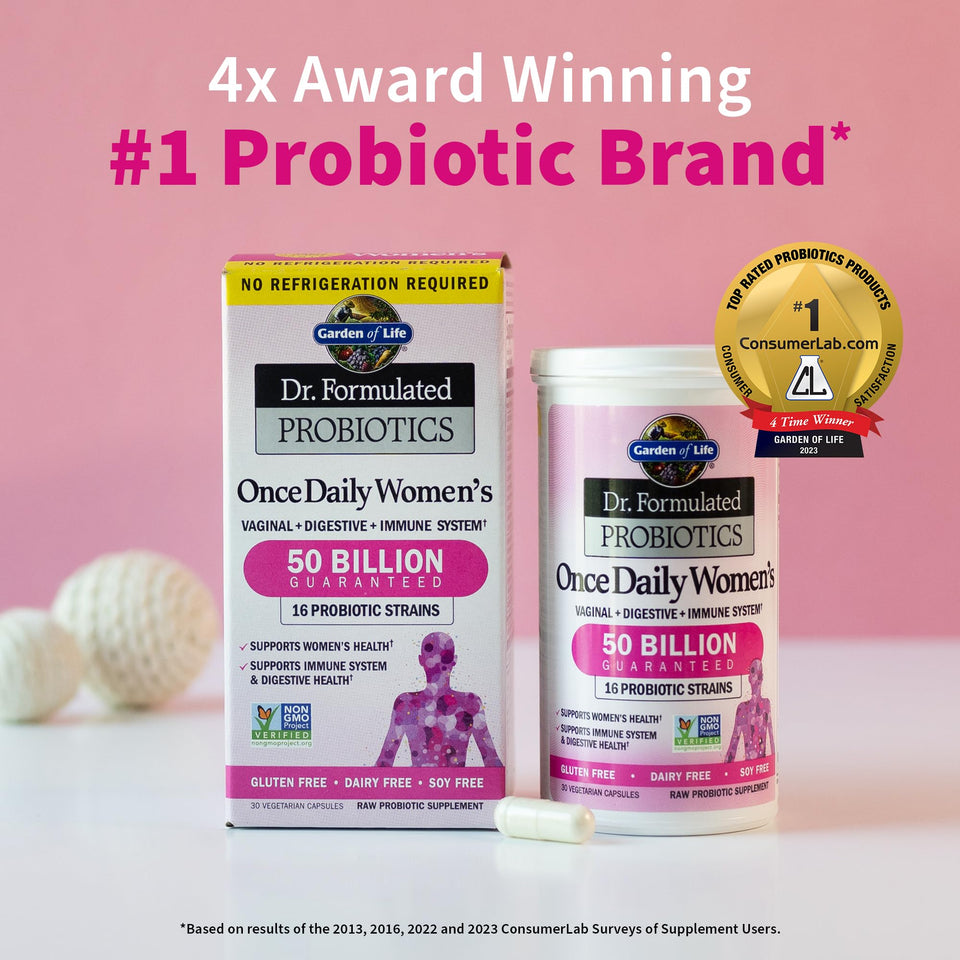 Garden of Life Once Daily Dr. Formulated Probiotics for Women 50 Billion CFU 16 Probiotic Strains with Organic Prebiotics for Digestive, Vaginal & Immune Health, Dairy Free, Shelf Stable 30 Capsules - Premium Probiotics from Garden of Life - Just $28.89! Shop now at Kis'like