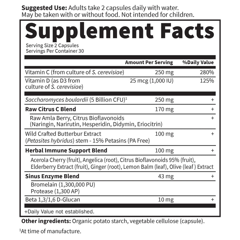 Garden of Life Sinus Care for Adults, Herbal Immune Balance Sinus Natural Support for Sinus Health, 100 mg Butterbur, Bromelain, Vitamin C, D3, Probiotics, Sinus Relief Supplements, 60 Capsules 60 Count (Pack of 1) - Premium Multi-Enzymes from Garden of Life - Just $23.89! Shop now at Kis'like