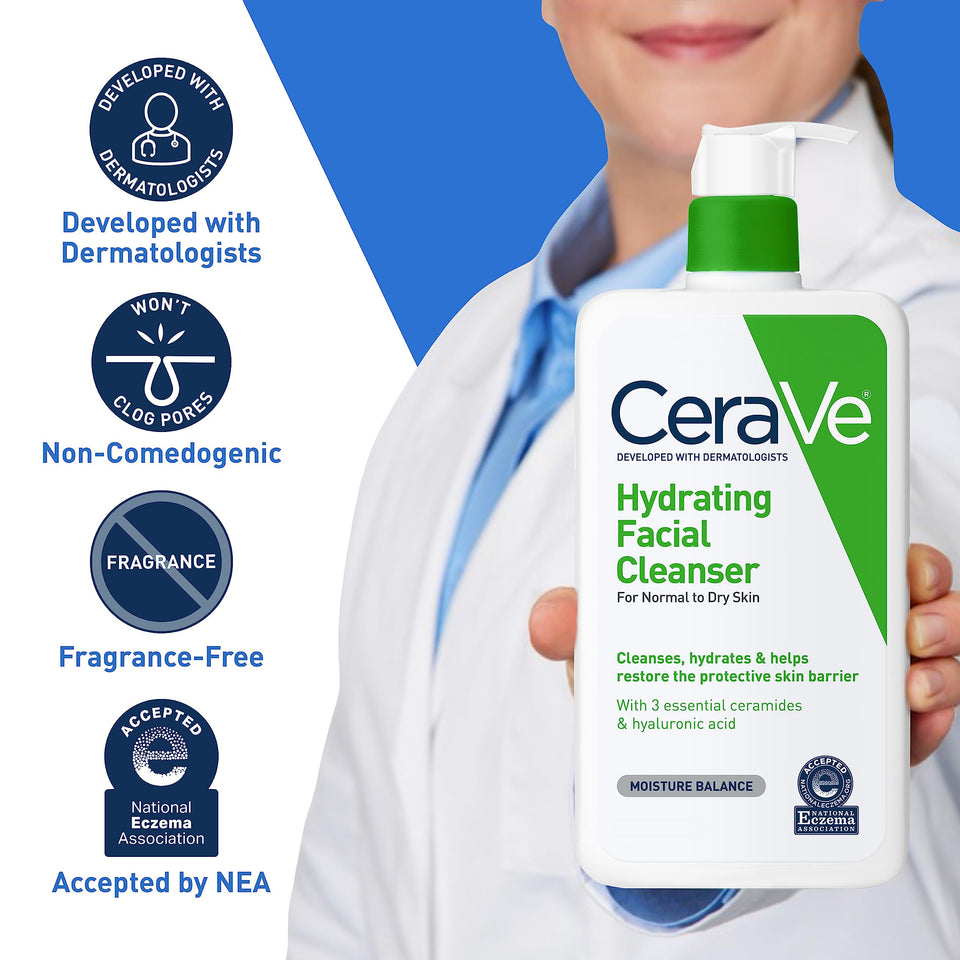 CeraVe Hydrating Facial Cleanser | Moisturizing Non-Foaming Face Wash with Hyaluronic Acid, Ceramides and Glycerin | Fragrance Free Paraben Free | 19 Fluid Ounce 19 Fl Oz (Pack of 1) - Premium Washes from CeraVe - Just $24.89! Shop now at KisLike