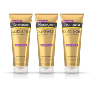 Neutrogena Build-A-Tan Gradual Sunless Tanning Lotion, Lightweight Fast-Drying Indoor Self-Tanning Body Lotion for a Healthy Glow or Deep Tan, Sheer Natural Color, 6.7 fl. oz (Pack of 3) - Premium Body Self-Tanners from Neutrogena - Just $38.89! Shop now at Kis'like