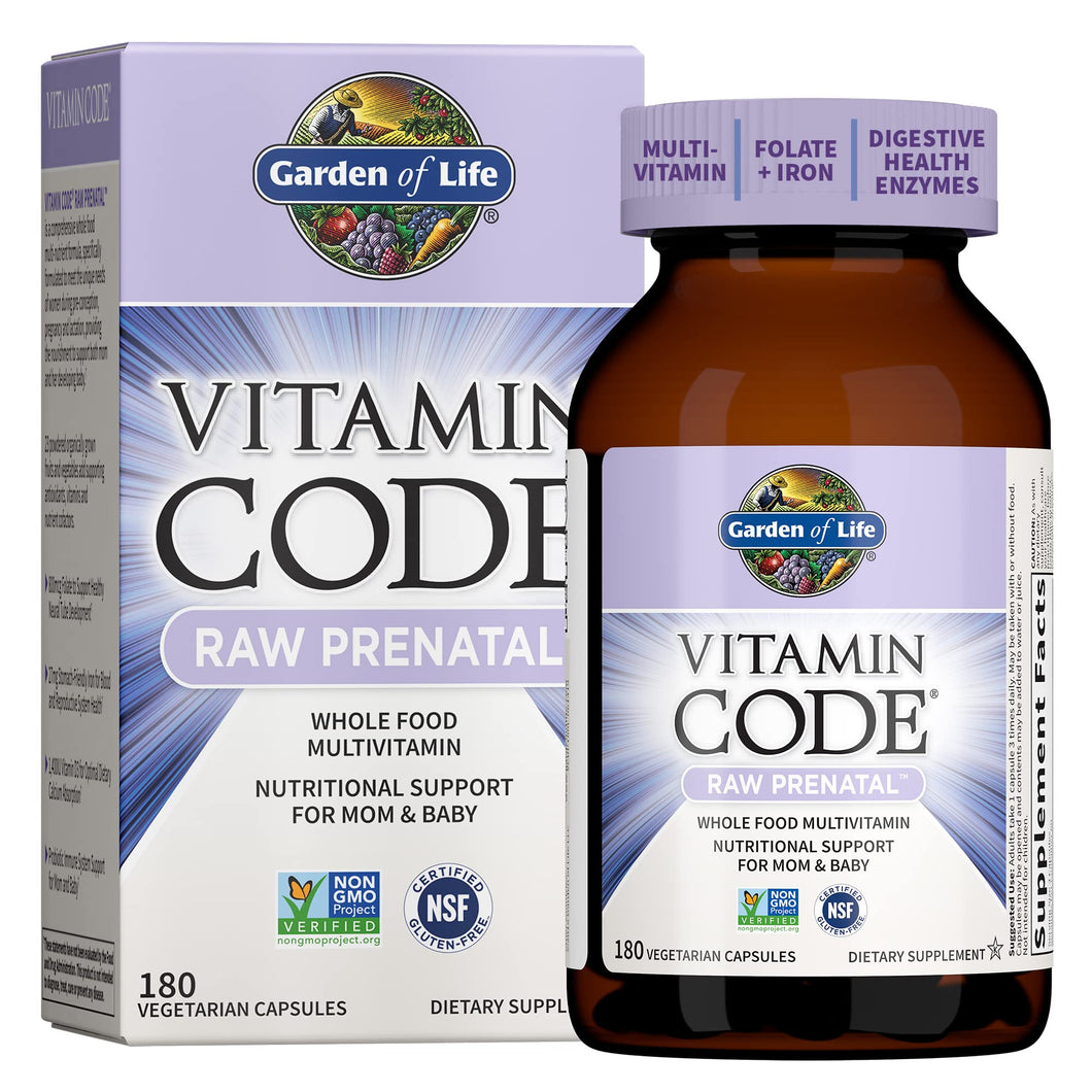 Garden of Life Prenatal Multivitamin for Women with Iron, Folate & Vitamin C and D3 for Neural Development & Probiotics for Immune Support – Vitamin Code – Non-GMO, Gluten-Free, Kosher, 60 Day Supply 180 Count (Pack of 1) - Premium Prenatal Vitamins from Garden of Life - Just $53.89! Shop now at Kis'like