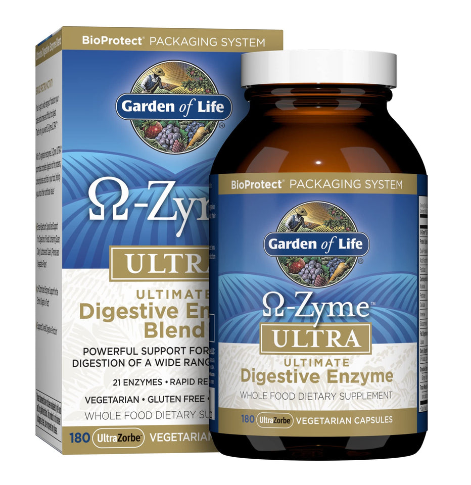Garden of Life Vegetarian Digestive Supplement - Omega Zyme Ultra Enzyme Blend for Digestion, Bloating, Gas, and IBS, 180 Capsules 180 Count (Pack of 1) - Premium Multi-Enzymes from Garden of Life - Just $76.89! Shop now at Kis'like