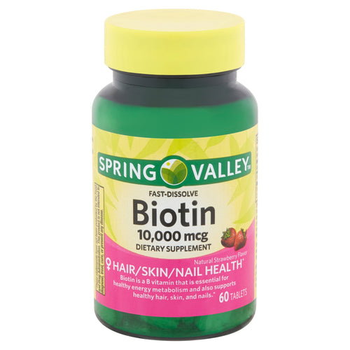 Spring Valley Fast-Dissolve Biotin Tablets, 10,000 mcg, 60 count 60 Tablets - Premium Skin Supplements from Spring Valley - Just $12.99! Shop now at Kis'like