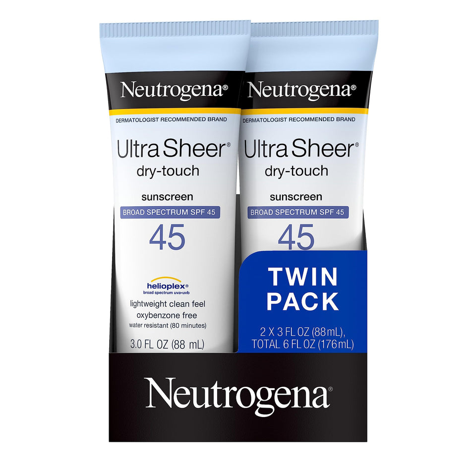 Neutrogena Ultra Sheer Dry-Touch Water Resistant and Non-Greasy Sunscreen Lotion with Broad Spectrum SPF 45, 3 fl. oz, (Pack of 2) - Premium Body Sunscreens from Neutrogena - Just $25.89! Shop now at KisLike