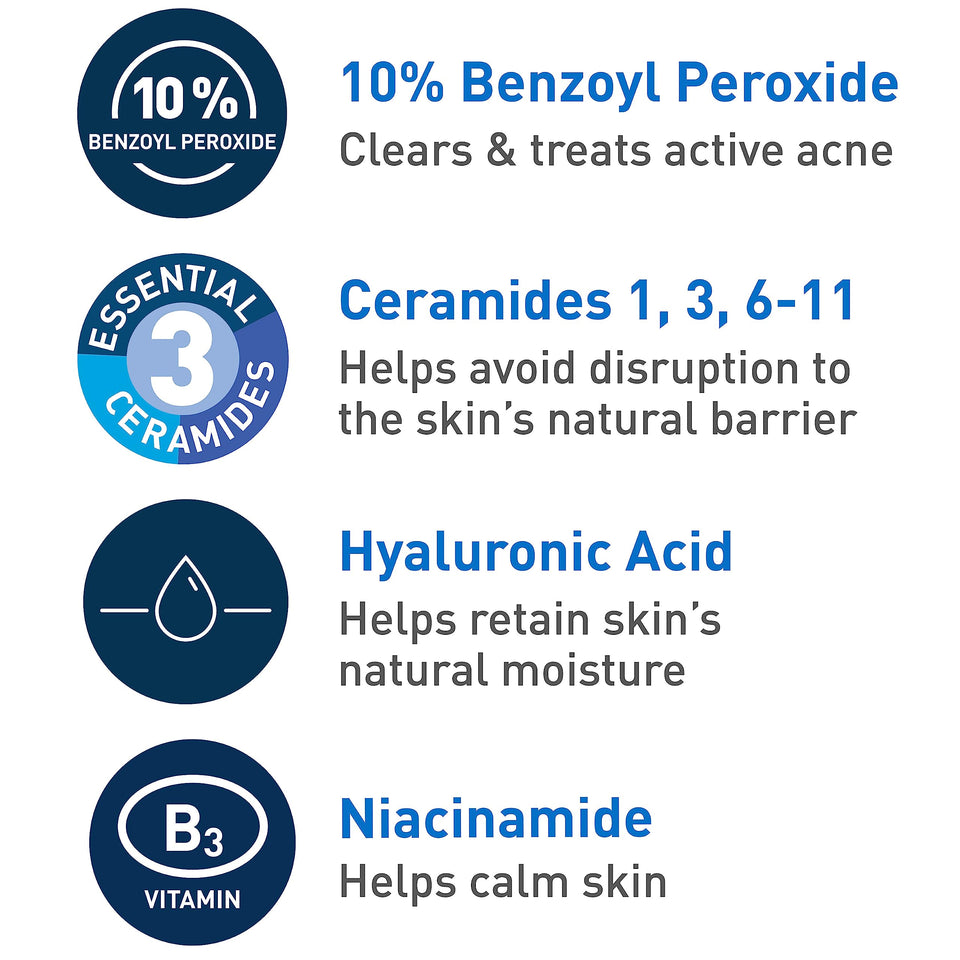 CeraVe Acne Foaming Cream Wash | Face and Body Acne Wash with Benzoyl Peroxide 10% Maximum Strength | Fragrance Free | 5 Oz - Premium Washes from CeraVe - Just $20.89! Shop now at Kis'like