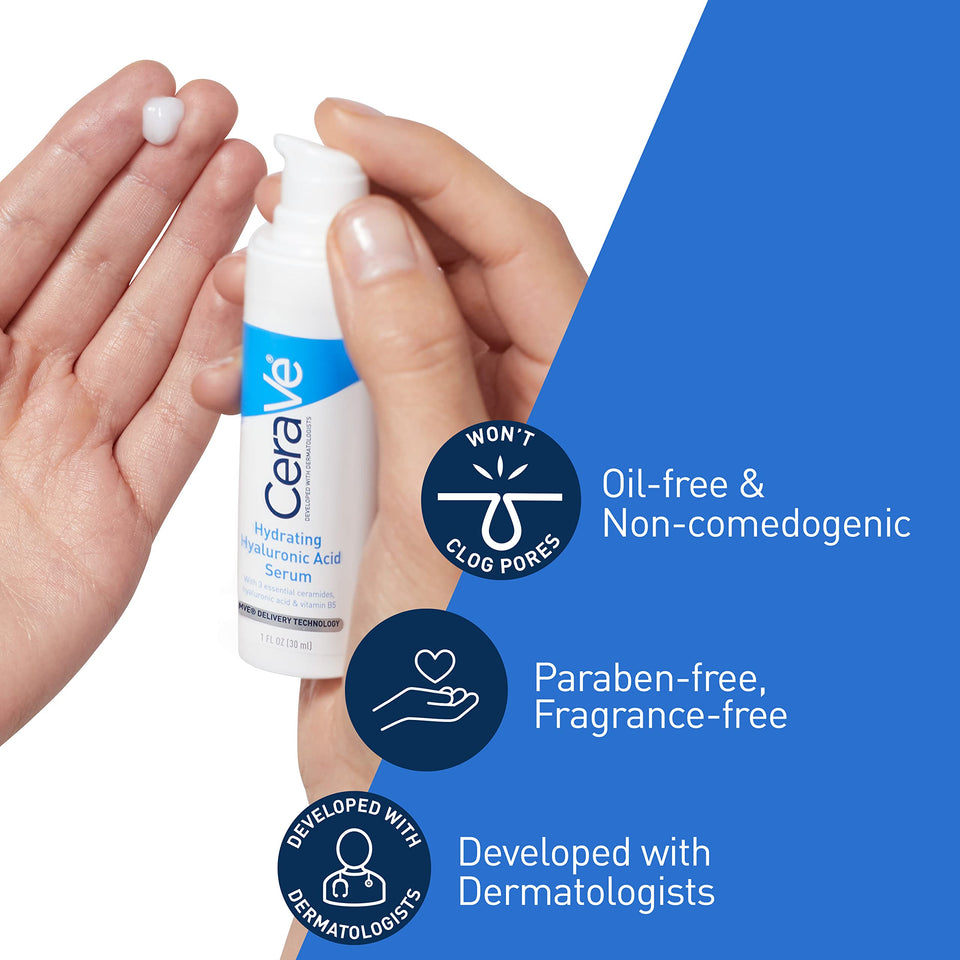 Cerave Hyaluronic Acid Serum for Face with Vitamin B5 and Ceramides | Hydrating Face Serum for Dry Skin | Fragrance Free | 1 Ounce 1 Fl Oz (Pack of 1) - Premium Serums from CeraVe - Just $22.89! Shop now at Kis'like