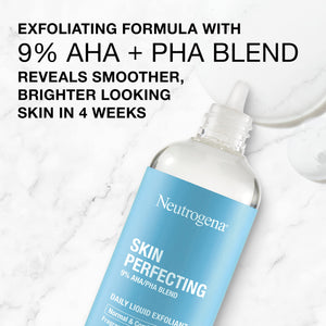 Neutrogena Skin Perfecting Daily Liquid Facial Exfoliant with 9% AHA/PHA Blend for Normal & Combination Skin, Smoothing & Brightening Leave-On Exfoliator, Oil- & Fragrance-Free, 4 fl. oz - Premium Scrubs from Neutrogena - Just $20.89! Shop now at KisLike