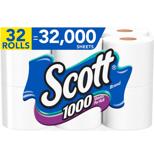 Scott 1000 Sheets Per Roll Toilet Paper, 32 Rolls (4 Packs of 8), Bath Tissue - Premium Toilet Paper from Scott - Just $33.89! Shop now at KisLike