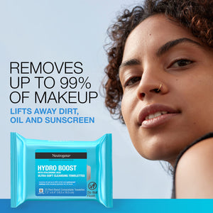 Neutrogena Hydro Boost Facial Cleansing Towelettes + Hyaluronic Acid, Hydrating Makeup Remover Face Wipes Remove Dirt & Waterproof Makeup, Hypoallergenic, 100% Plant-Based Cloth, 2 x 25 ct - Premium Cloths & Towelettes from Neutrogena - Just $15.89! Shop now at Kis'like