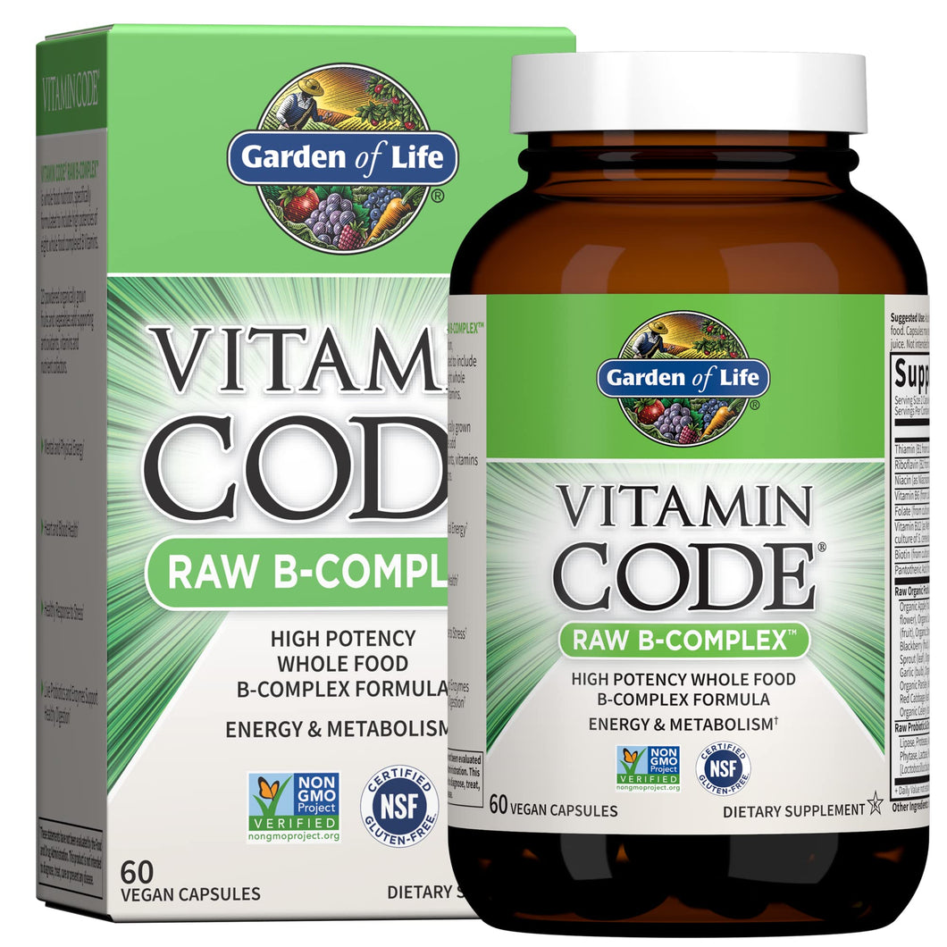 Garden of Life Raw B Complex - Vitamin Code - 60 Vegan Capsules, High Potency Vitamins for Energy & Metabolism with B2 Riboflavin, B1, B3, B6, Folate, B12 as Methylcobalamin & Biotin Plus Probiotics - Premium B-Complex from Garden of Life - Just $20.89! Shop now at Kis'like