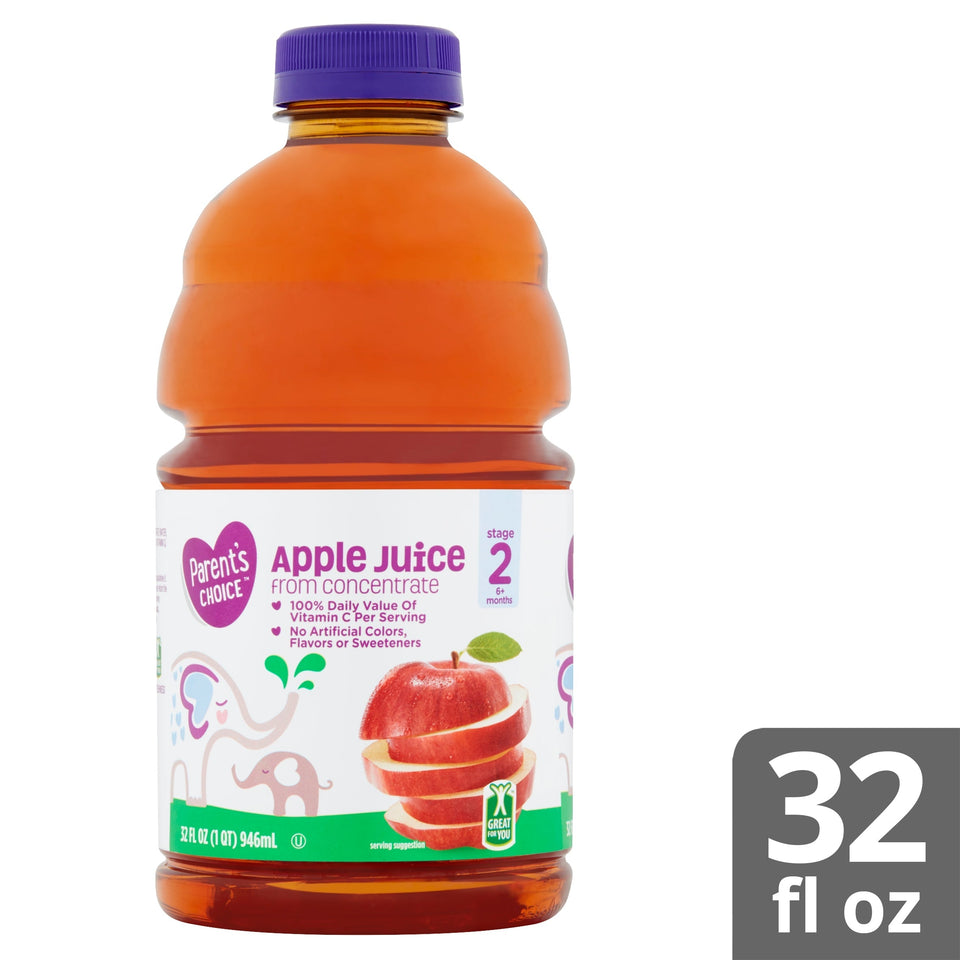 Parent's Choice 100% Apple Juice, Stage 2, 32 fl oz 32 oz - Premium Baby Beverages from Parent's Choice - Just $3.99! Shop now at Kis'like