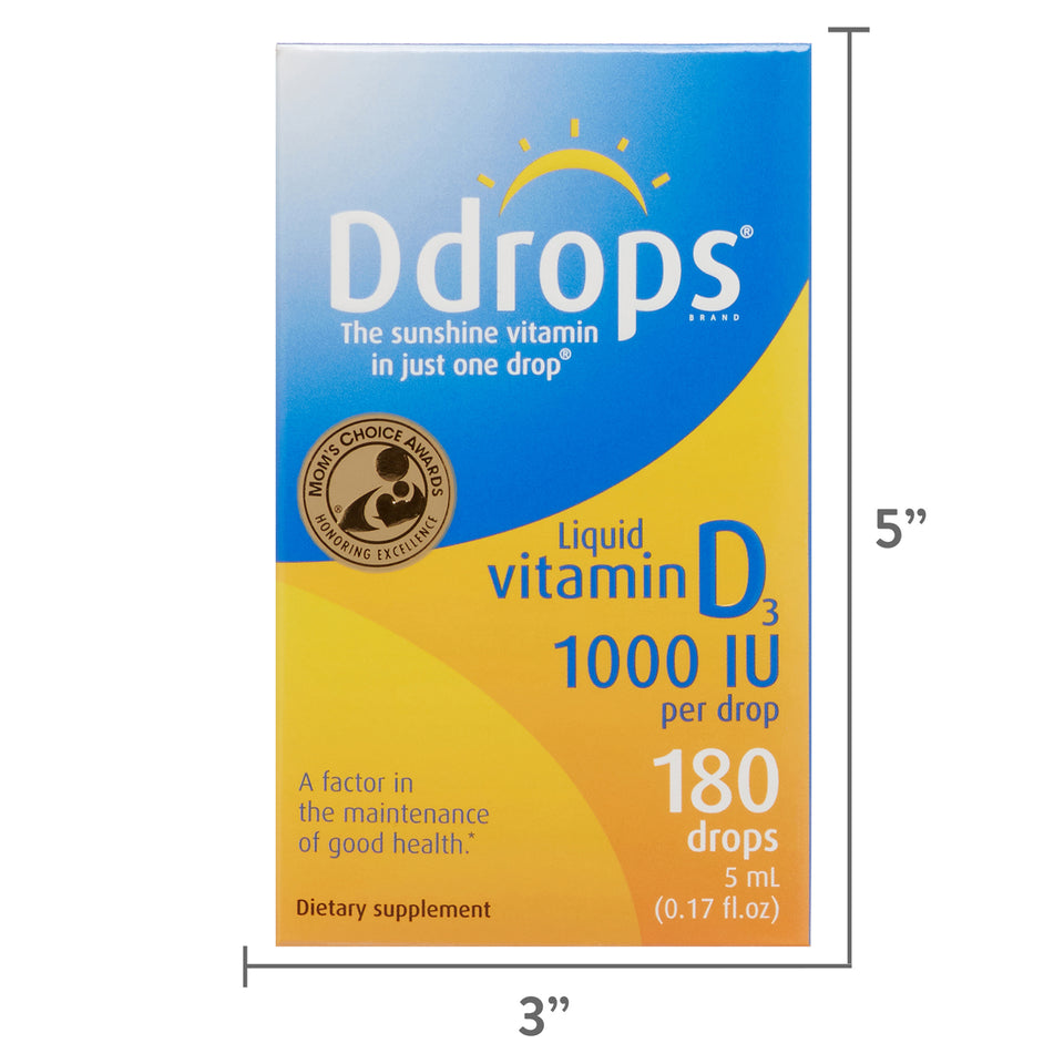 Ddrops Adult Vitamin D Liquid Drops, 1000 IU, 180 drops Ct Multicolor 0.17 fl oz - Premium Vitamin D3 from Ddrops - Just $19.54! Shop now at Kis'like