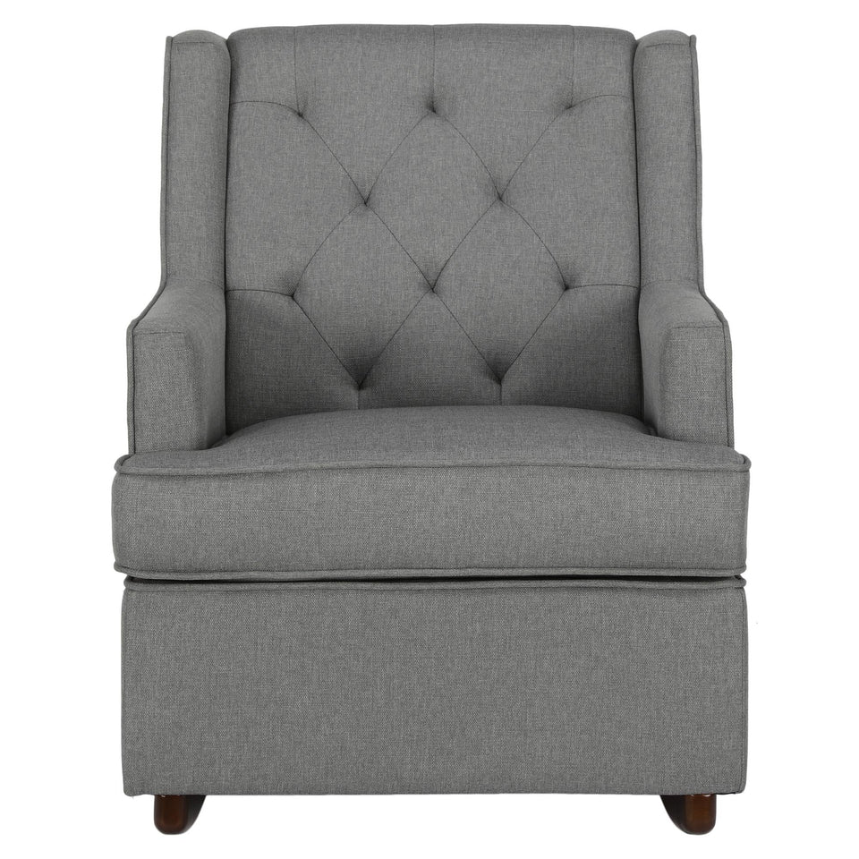 Baby Relax Bennet Transitional Wingback Rocker Chair, Gray Grey Linen - Premium Nursery Gliders & Rocking Chairs from Baby Relax - Just $336.99! Shop now at Kis'like
