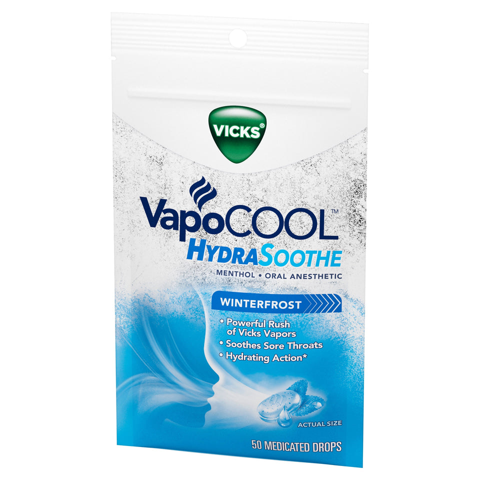 Vicks Vapocool Hydrasoothe Sore Throat Medicated Drops, 50 Ct Blue - Premium Vicks from Vicks - Just $7.99! Shop now at Kis'like