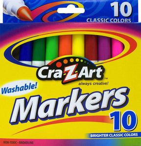 Car-Z-Art Super Washable Marker, 10 Count Multicolor 6 in x 6.6 in x .625 - Premium Washable Markers from Cra-Z-Art - Just $3.99! Shop now at Kis'like