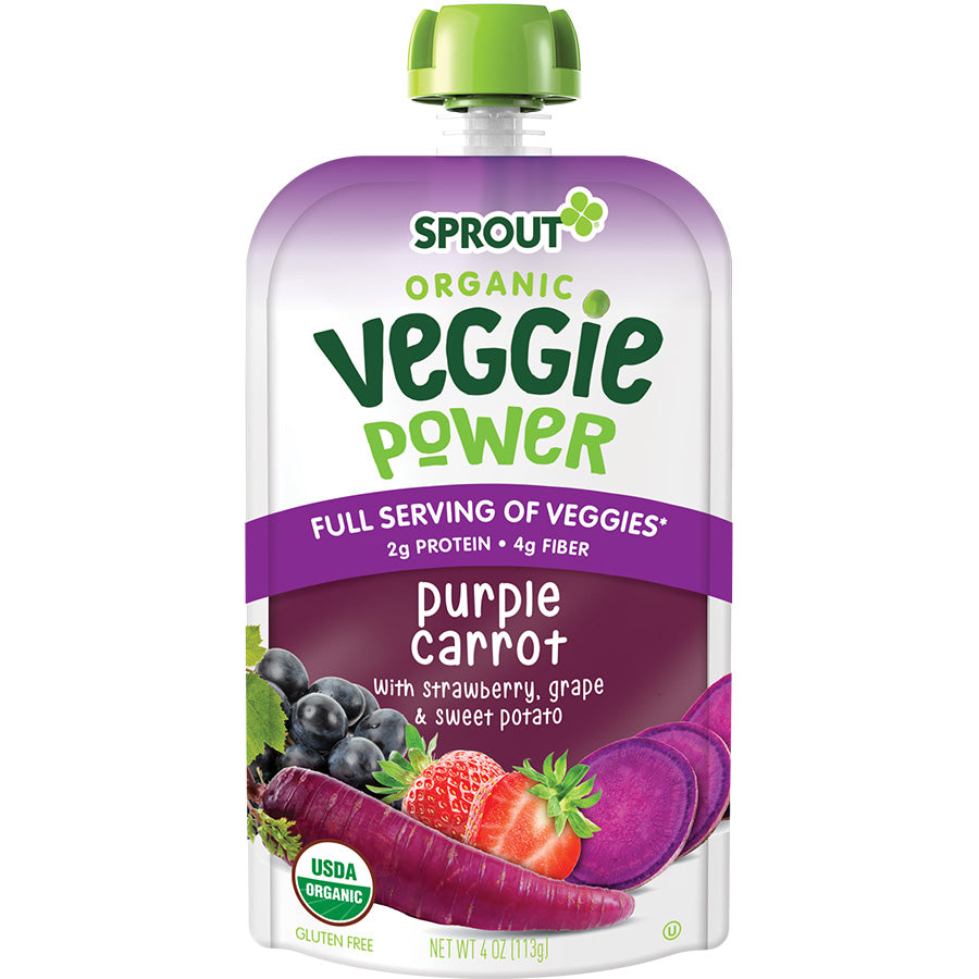 Sprout Organic Baby Food Veggie Power Toddler Pouch, Purple Carrot with Strawberry, Grape and Sweet Potato; Pack of 6 - Premium Baby Food Pouches from Sprout - Just $14.99! Shop now at Kis'like