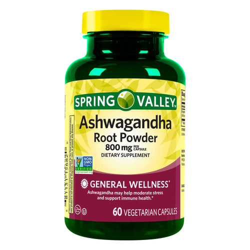 Spring Valley Ashwagandha Root Powder Vegetarian Capsules, 800 mg, 60 count 60 Vegetarian Capsul - Premium Energy Supplements from Spring Valley - Just $17.05! Shop now at Kis'like