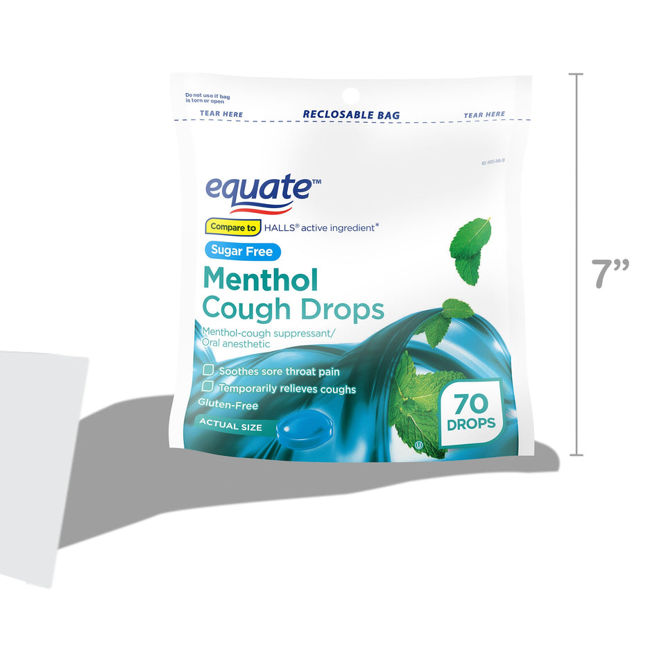 Sugar-Free Menthol  Drops, 70 Count - Premium Equate Sugar from Equate - Just $4.99! Shop now at Kis'like