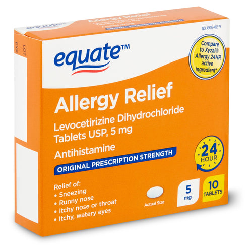Equate Cetirizine Allergy Relief Tablets, 5 mg, 10 Count White 10 Tablets - Premium Equate Allergy from Equate - Just $7.99! Shop now at Kis'like