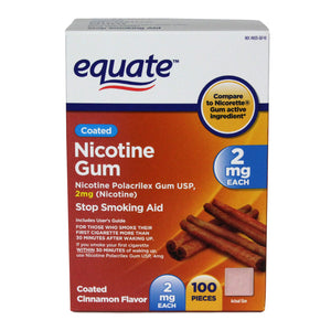 Equate Nicotine Gum to Stop Smoking, 2 mg, Cinnamon Flavor, 100 Count - Premium Equate Quit Smoking Aids from Equate - Just $37.55! Shop now at Kis'like