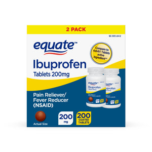 Equate Ibuprofen Tablets 200 mg, Pain Reliever/Fever Reducer, 2 pack, 200 Count Brown - Premium Equate Headaches & Fever Relief from Equate - Just $6.99! Shop now at Kis'like