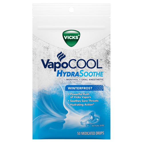 Vicks Vapocool Hydrasoothe Sore Throat Medicated Drops, 50 Ct Blue - Premium Vicks from Vicks - Just $7.99! Shop now at Kis'like