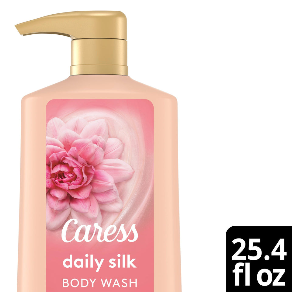 Caress Body Wash, Daily Silk 25.4 oz with Pump (Pack of 4