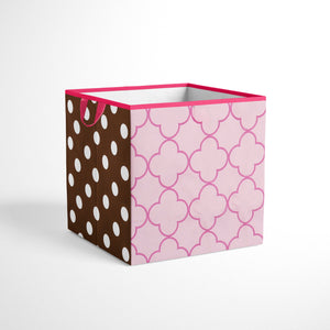 Bacati - Butterflies/Ladybugs Pink/Chocolate Cotton Percale Fabric covered Storage, Small Box, 10 L  x 10 W x 10 H inches S - Premium All Nursery Storage from Bacati - Just $14.99! Shop now at Kis'like