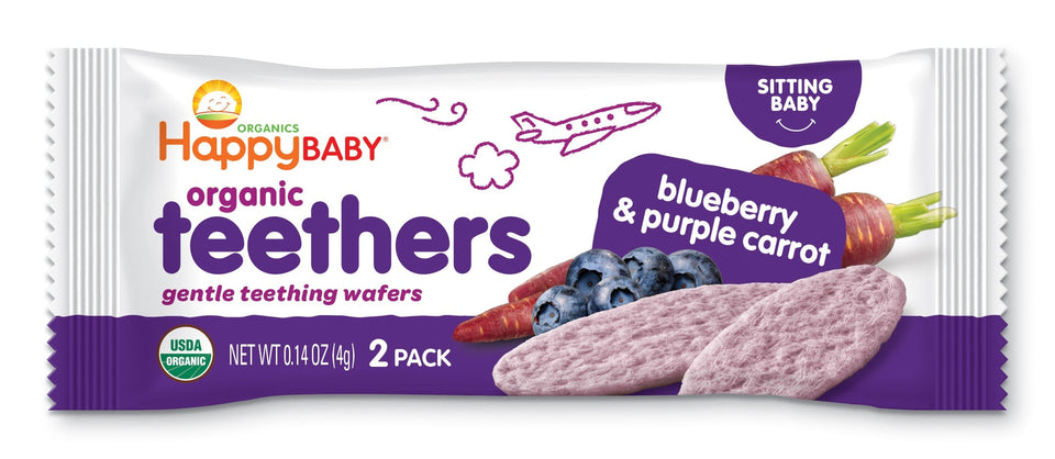 (Pack of 6) Happy Baby Organic Teethers Blueberry & Purple Carrot Box Blue - Premium Organic Baby Food from Happy Family - Just $29.99! Shop now at Kis'like