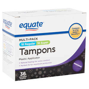 Equate Unscented Tampons With Plastic Applicator - Regular And Super - 36 Ct White 36 Unscented Tampons - Premium All Feminine Care from Equate - Just $13.18! Shop now at Kis'like