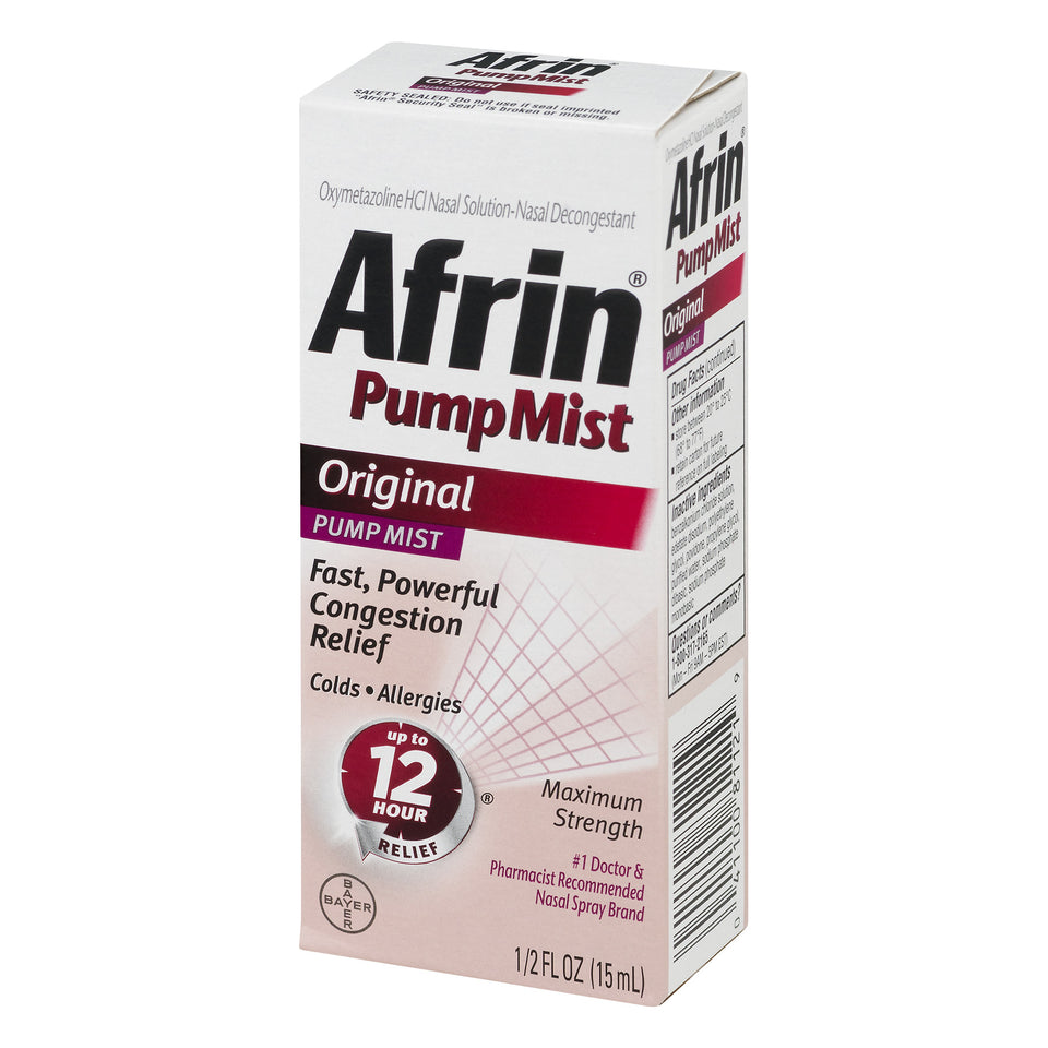 Afrin Original 12 Hour Nasal Decongestant Pump Mist, 15 ml Red 0.5oz (15mL) - Premium Allergy Medicine from Afrin - Just $16.16! Shop now at Kis'like