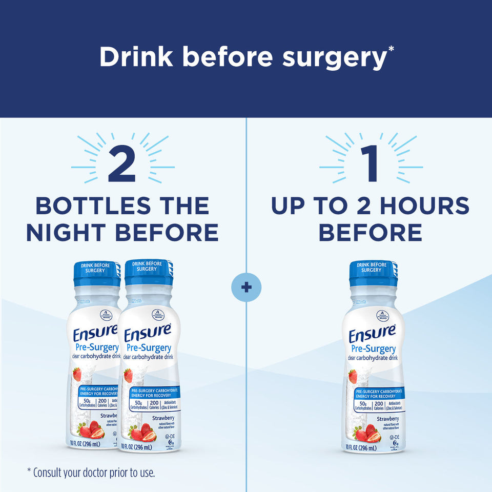Ensure Pre-Surgery, Clear Carbohydrate Drink, Strawberry, 10 FL OZ, 4 Count - Premium Ensure Clear from Ensure - Just $15.99! Shop now at Kis'like