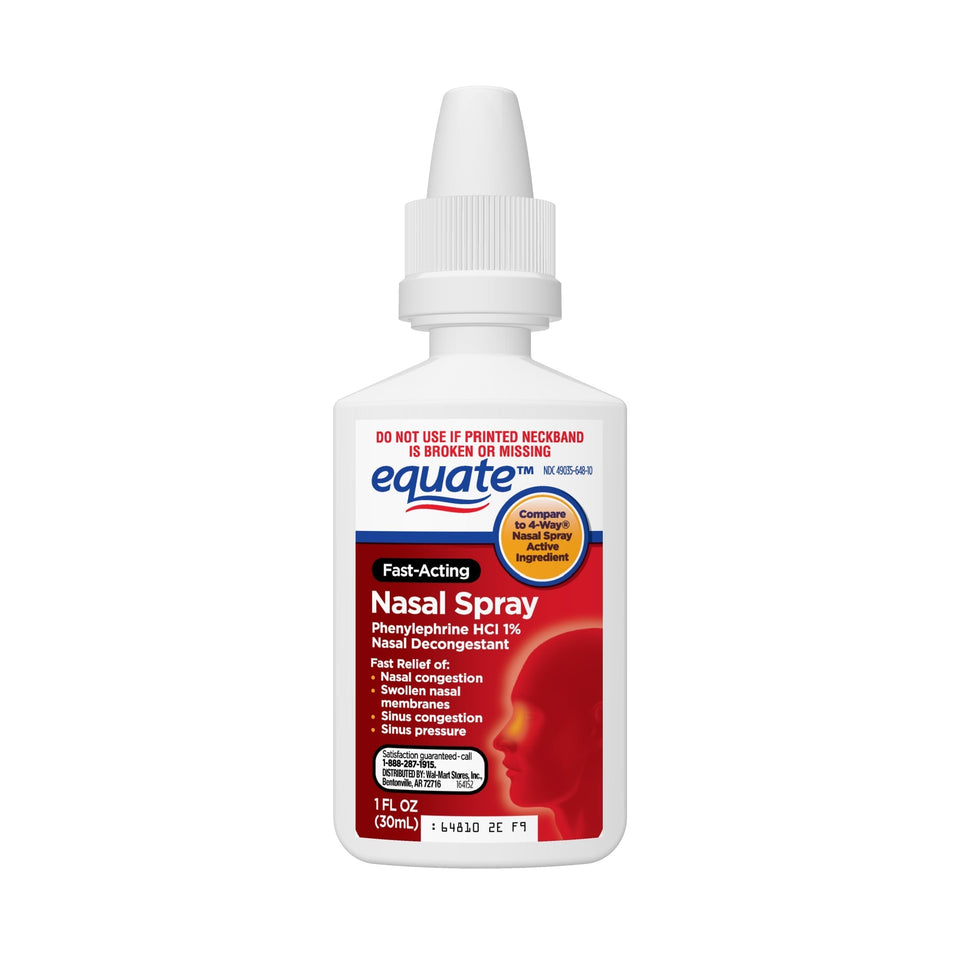 Equate Nasal Four Nasal Spray, Phenylephrine Hydrochloride 1%, 1 fl. Oz. Colorless - Premium Equate Allergy from Equate - Just $5.99! Shop now at Kis'like