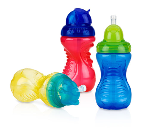 Nuby Flip It Straw Sippy Cup, 10oz, 3 pack Multicolor - Premium Sippy Cups from Nuby - Just $15.29! Shop now at Kis'like